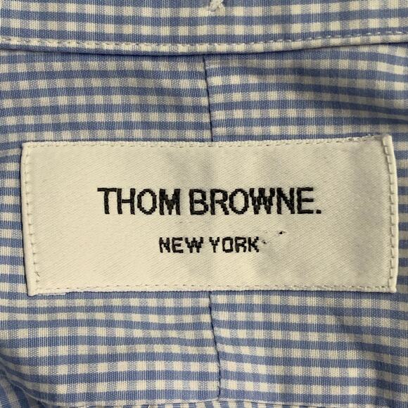 SS07 Size 38 Blue White Gingham Cotton Button Down Collar Short Sleeve Shirt - Picture 5 of 7